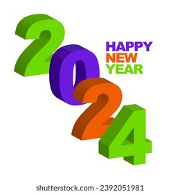 2024 happy new year 3d vector illustration eps