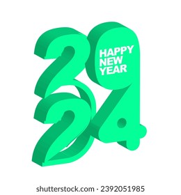 2024 glückliches neues Jahr 3D Vektorgrafik eps