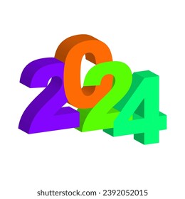 2024 feliz año nuevo 3d pasos de ilustración vectorial