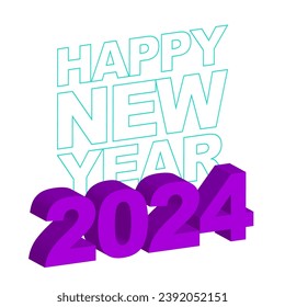 2024 happy new year 3d vector illustration eps