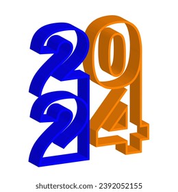 2024 feliz año nuevo 3d pasos de ilustración vectorial
