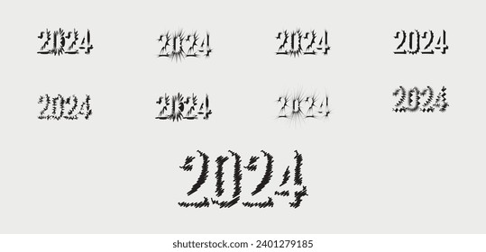 2024 Happy New Year abstract logo text design. Set of Elegant 2024 number design template. 