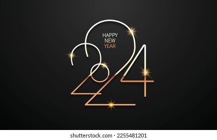 2024 Happy New Year Background Design. Greeting Card, Banner, Poster. Vector Illustration.