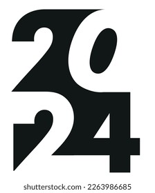 2024. Happy New Year background in typographical style, card. Vector illustration. Clip art.