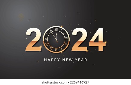 2024 Happy New Year Background Design. Greeting Card, Banner, Poster. Vector Illustration.