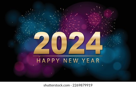 2024 Happy New Year Background Design. Greeting Card, Banner, Poster. Vector Illustration.