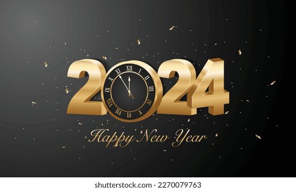 2024 Happy New Year Background Design. Greeting Card, Banner, Poster. Vector Illustration.