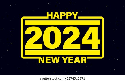 2024 Feliz Diseño de Antecedentes de Año Nuevo. Cartel, afiche, tarjeta de felicitación. Ilustración vectorial.