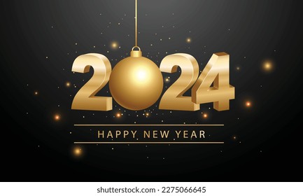 2024 Happy New Year Background Design. Greeting Card, Banner, Poster. Vector Illustration.
