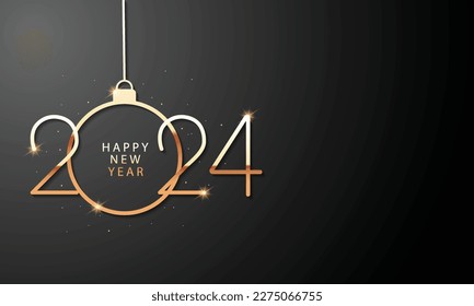2024 Happy New Year Background Design. Greeting Card, Banner, Poster. Vector Illustration.
