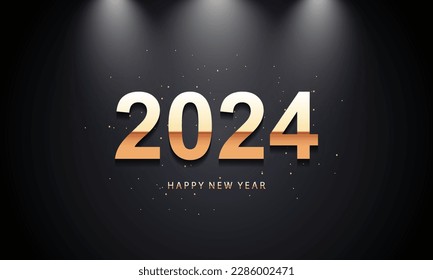 2024 - Happy New Year Background Design. Grußkarte, Banner, Poster. Vektorgrafik.