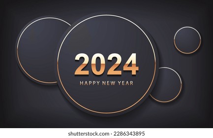 2024 Happy New Year Background Design. Greeting Card, Banner, Poster. Vector Illustration.