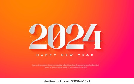 2024 feliz año nuevo de fondo naranja