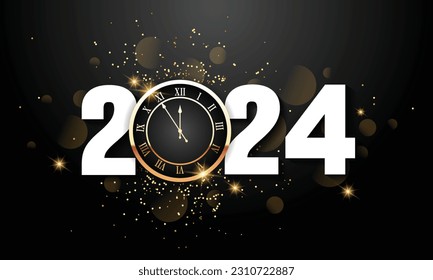 2024 Happy New Year Background Design. Greeting Card, Banner, Poster. Vector Illustration.