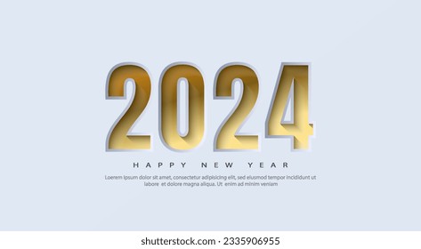 2024 feliz ilustración de los antecedentes del año nuevo con número de ordeño dorado