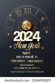 2024 Happy New Year Background for your Flyers and Greetings Card graphic or new year themed party invitations	