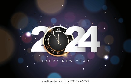 2024 Happy New Year Background Design. Greeting Card, Banner, Poster. Vector Illustration.