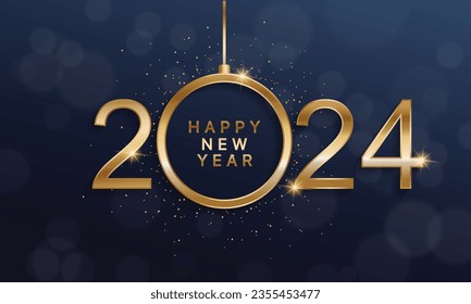2024 Feliz Diseño de Antecedentes de Año Nuevo. Tarjeta de felicitación, cartel, afiche. Ilustración vectorial.