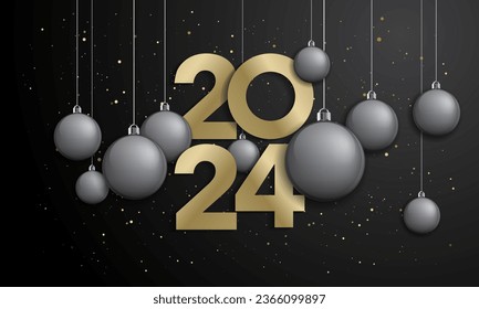 2024 Feliz Diseño de Antecedentes de Año Nuevo. Tarjeta de felicitación, cartel, afiche. Ilustración vectorial.