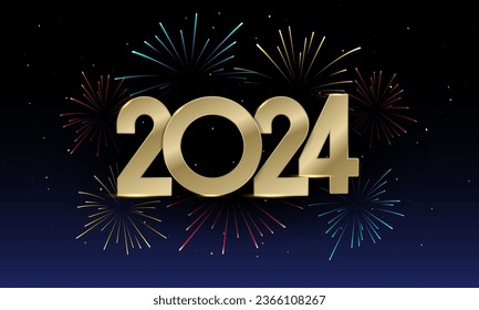 2024 Happy New Year Background Design. Greeting Card, Banner, Poster. Vector Illustration.
