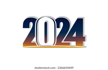 2024 - Happy New Year Background Design. Grußkarte, Banner, Poster. Vektorgrafik.
