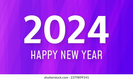 2024 Happy New Year background.  Modern greeting banner template with white 2024 New Year numbers on blue abstract background with lines. Vector illustration