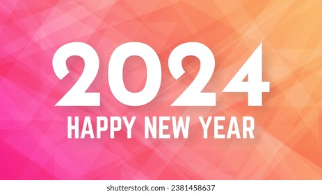 2024 Happy New Year background.  Modern greeting banner template with white 2024 New Year numbers on red abstract background with lines. Vector illustration