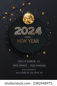 2024 Happy New Year Background for your Flyers and Greetings Card or new year themed party invitations	