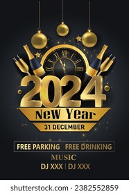 2024 Happy New Year Background for your Flyers and Greetings Card or new year themed party invitations