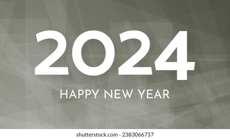 2024 Happy New Year background.  Modern greeting banner template with white 2024 New Year numbers on dark abstract background with lines. Vector illustration
