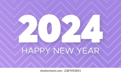 2024 Happy New Year background.  Modern greeting banner template with white 2024 New Year numbers on blue abstract background with lines. Vector illustration