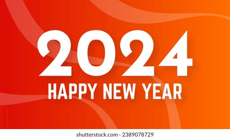 2024 Happy New Year background.  Modern greeting banner template with white 2024 New Year numbers on red abstract background with lines. Vector illustration