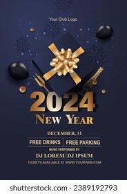 2024 Happy New Year Background for your Flyers and Greetings Card or new year themed party invitation. abstract vector illustration design