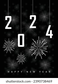 2024 Happy New Year Background Design. Greeting Card, Poster, Banner