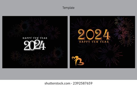 2024 Happy New Year Background Design. Greeting Card, Banner, Poster. Vector Illustration. Template post. Black and golden luxury. 