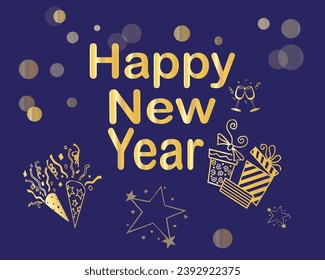 2024 Feliz Diseño de Antecedentes de Año Nuevo. Tarjeta de felicitación, cartel, afiche. Ilustración vectorial.