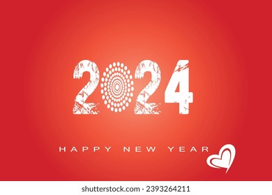 2024 Happy New Year Background Design. Greeting Card, Banner, Poster. Vector Illustration. Red gradient background color. 