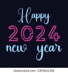 2024 happy new year background design greeting card banner poster vector illustration