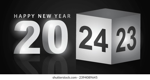 2024 Happy New Year Background Design. Greeting Card, Banner, Poster. Vector Illustration.