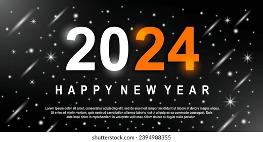 2024 - Happy New Year Background Design. Grußkarten, Banner, Poster. Vektorgrafiken.