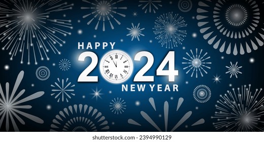 2024 Happy New Year Background Design. Greeting Cards, Banners, Posters. Vector Illustrations.