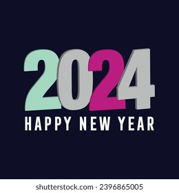 2024 happy new year background design greeting card banner poster vector illustration