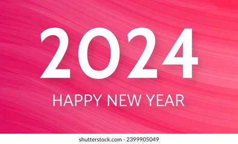 2024 Happy New Year background.  Modern greeting banner template with white 2024 New Year numbers on red abstract background with lines. Vector illustration