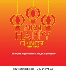 2024 Happy New Year Background Design. Greeting Card, Banner, Poster. Vector Illustration.