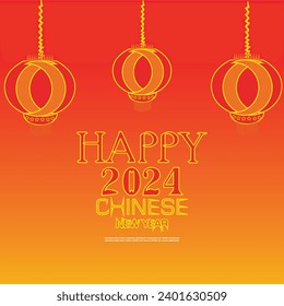 2024 Happy New Year Background Design. Greeting Card, Banner, Poster. Vector Illustration.