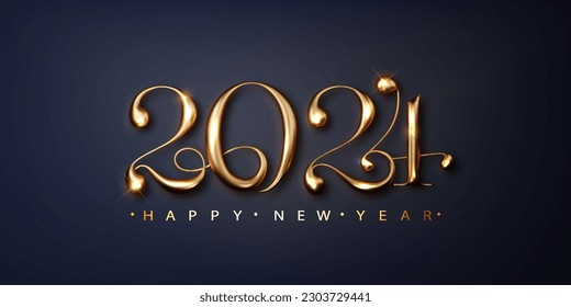 2024 Happy new year  banner.  Golden luxury Festive Numbers design, greeting card, banner, poster. Vector Illustration.