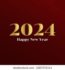 2024 Happy New Year banner with golden numbers. Modern invitation, greeting card, calendar design. Vector illustration.