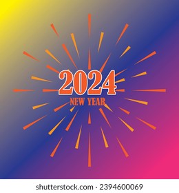 2024 happy new year banner. background, poster, with fire works background