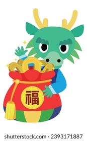 2024, Happy New Year. 2024 is the year of the Blue Dragon.(Chinese translation: good luck)
