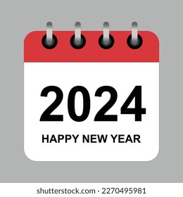 2024 happy new year Calendar icon. Vector illustration 